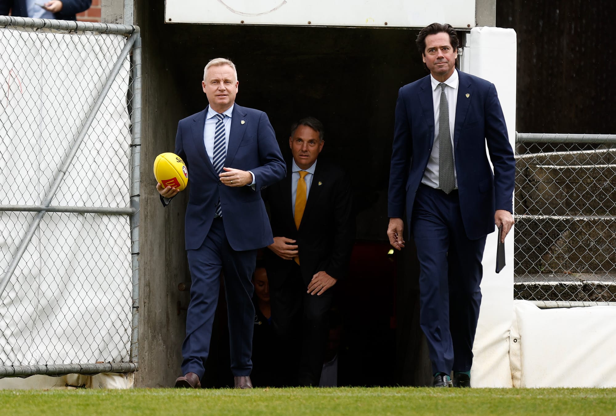 Tasmanian Premier Jeremy Rockliff with then-AFL chied executive Gillon McLachlan.